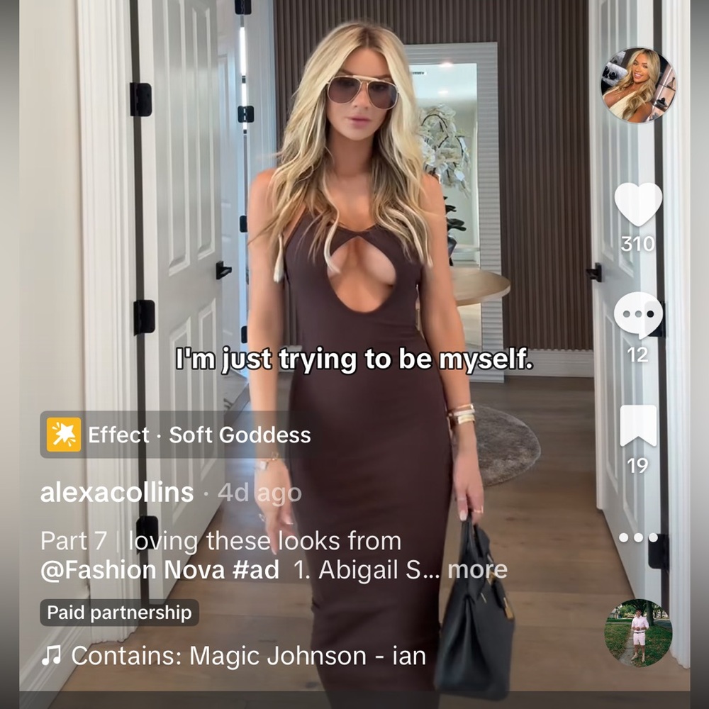 Fashion Nova Brown Cut-Out Dress